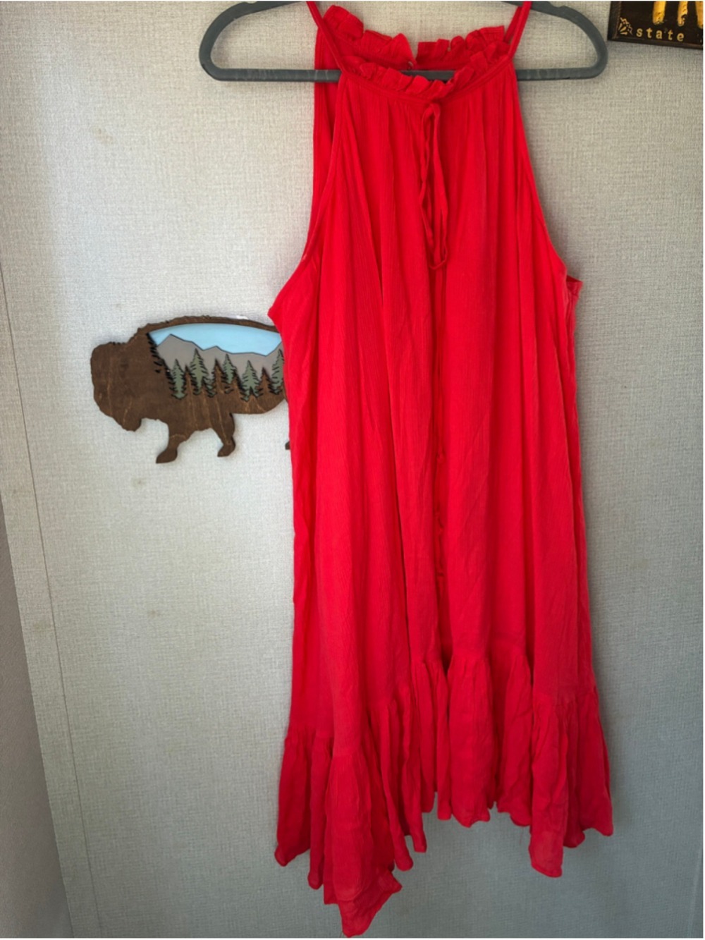 Women's Boohoo Red Sleeveless Mini Dress Size 12 oversized Boho